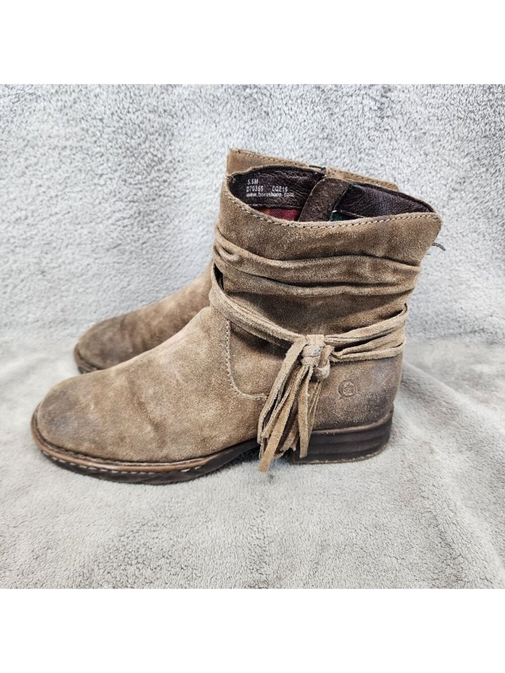 Born Shoes Womens Size 6.5 M Brown Leather Side Zip Ankle Boots *Read*